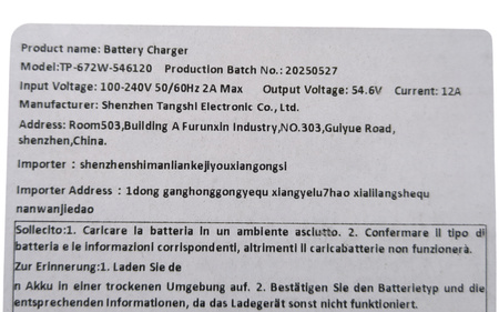 Ładowarka 54.6V 12A do aku Li-ion/LiPo 48V GX16 3-pin regulowana smart