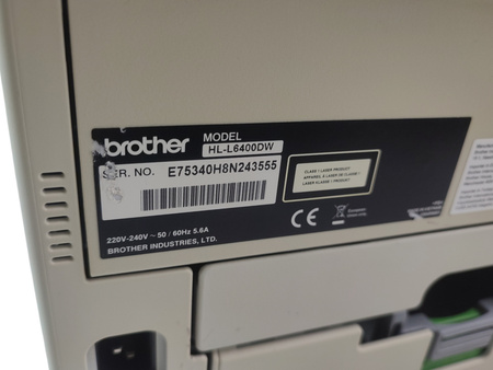 Drukarka laserowa mono Brother HL-L6400DW WiFi Duplex Przebieg 284346 stron