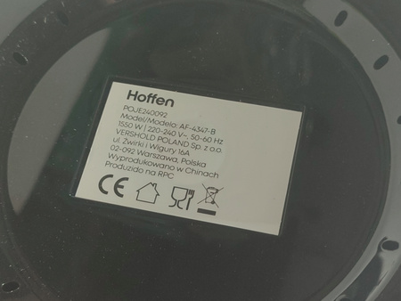 Frytkownica beztłuszczowa Hoffen AF-4379-B 1550 W 5 l Czarna