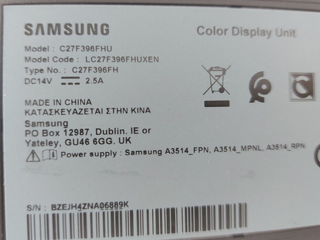 Monitor SAMSUNG C27F396FHU 27" 1920x1080px 4 ms Curved