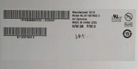 Matryca AUO B116XTN02.3 11,6" 1366x768px