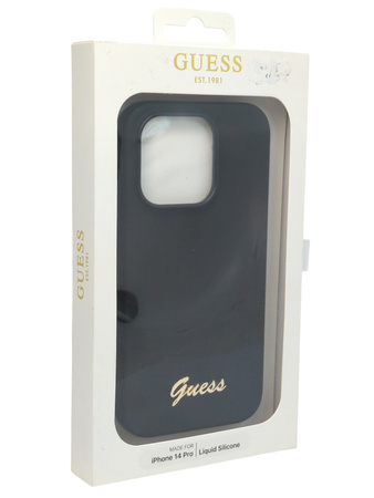 Etui Guess Silicone Vintage Gold Logo do iPhone 14 Pro czarne
