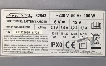 Prostownik 6/12V 8A 120AH LED Sthor 82543
