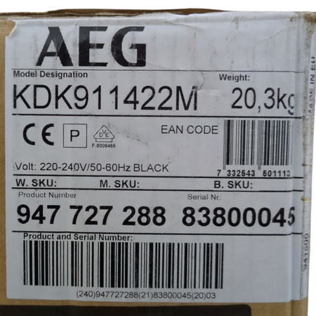 Szuflada grzewcza AEG KDK911422M 30-80°C 430W