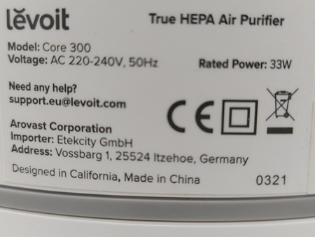 Oczyszczacz powietrza Levoit Core 300 33W 187 m3/h 24-48dB