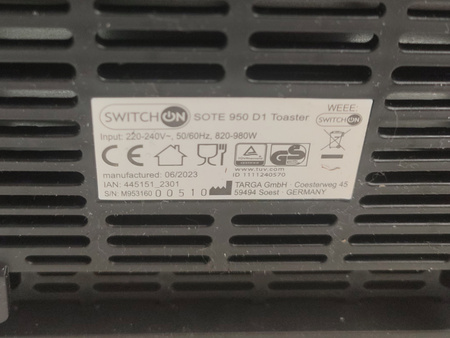 TOSTER SWITCHQN SOTE 950 D1 OPIEKACZ DO KANAPEK