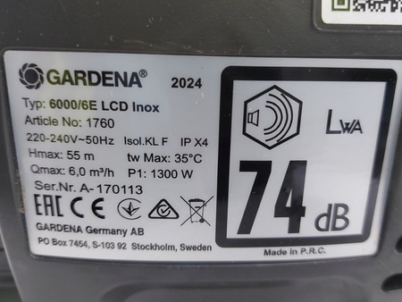 Hydrofor Gardena 6000/6E LCD Inox 1760 1300 W 6000 l/h 5,5 bar 24 l