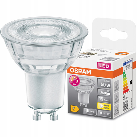 Żarówka LED GU10 DIM 3,7W=50W 2700K 350lm 90° ciepła ściemnialna OSRAM