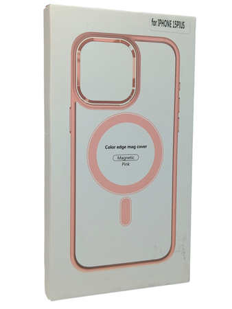 Etui Plecki Magnetic do Apple Iphone15 Plus bezbarwne różowe