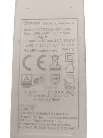 Zasilacz Govee YXT072EU-2403000 24V 3A 72W