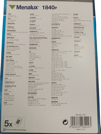 WORKI DO ODKURZACZA AEG ELECTROLUX - MENALUX 1840P 900 256 110/9 - 5 SZTUK