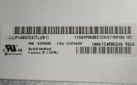 Matryca LG LP140WD2(TL)(B1) 14" 1600X900PX