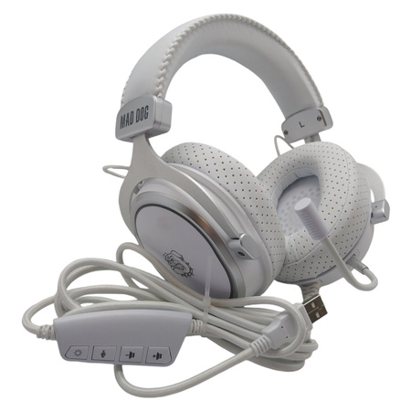 Słuchawki nauszne Mad Dog GH800W Białe przewodowe 7.1