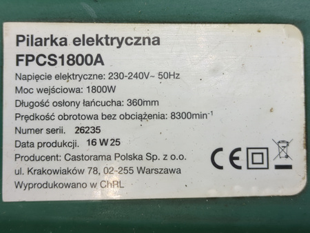 PILARKA ELEKTRYCZNA ŁAŃCUCHOWA FPCS1800A 1800W