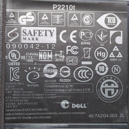 Monitor DELL P2210t 22'' 1680x1050