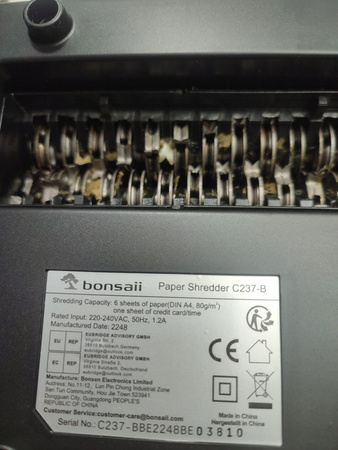 Niszczarka biurowa Bonsaii C237-B 6 arkuszy niszczarka do papieru