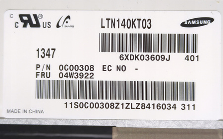 Matryca Samsung LTN140KT03 14" 1600x900px; 40pin; MATOWA