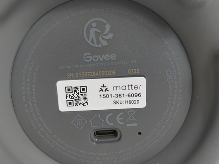 Govee H6020 Table Lamp 2 Pro Sound by JBL | RGBICWW 600lm Wi-Fi BT 5200mAh