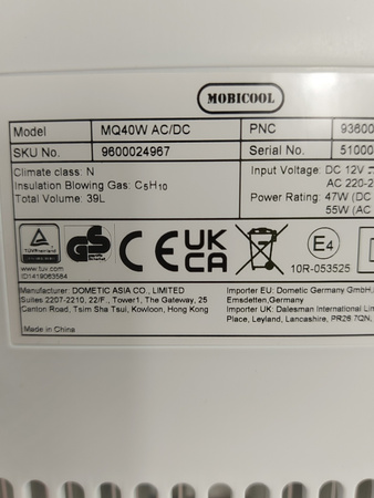 Lodówka turystyczna Mobicool MQ40W 39l AC/DC chłodzenie do 18°C