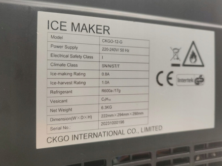 Przenośna kostkarka do lodu CKGO-12-G ICE MAKER