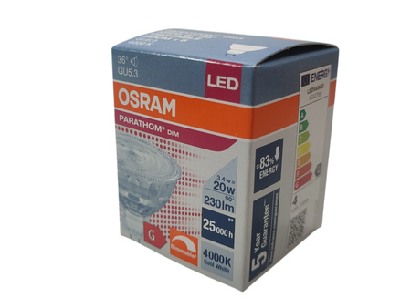 Żarówka Osram LED MR16 3.4W GU5.3 4000K 230lm 36° DIM