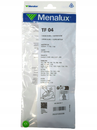 Zestaw Filtrów Menalux TF 04 do Odkurzacza Mikrofiltr + Filtr Silnika