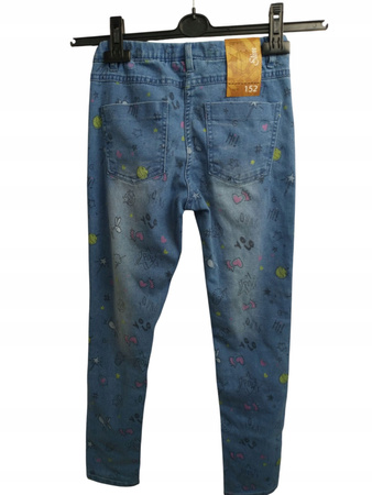 SPODNIE JEANSOWE DLA DZIEWCZYNKI SMYK ROZMIAR 152 NIEBIESKIE WE WZORKI
