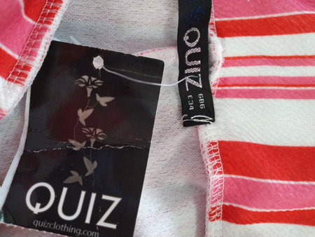 Spodnie damskie QUIZ Rozmiar 34 Czerwone w paski