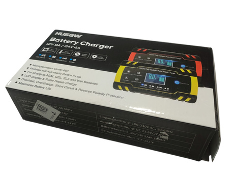 PROSTOWNIK SAMOCHODOWY ŁADOWARKA DO AKUMULATORÓW HUSGW LCD 12V/24V PRO
