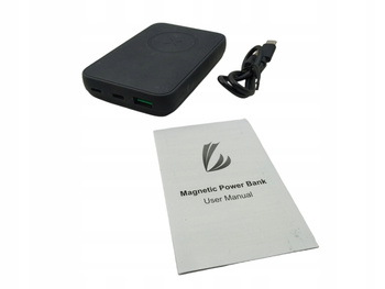 Magnetyczny bezprzewodowy power bank LL TRADER 10000 mAh, Czarny
