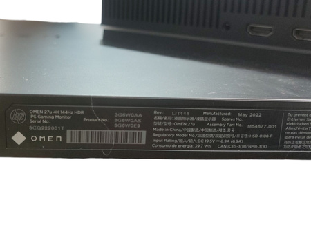 Monitor HP Omen 27u 4K Gaming UHD IPS 144Hz HDR400 3840x2160 HDMI USB TypeC