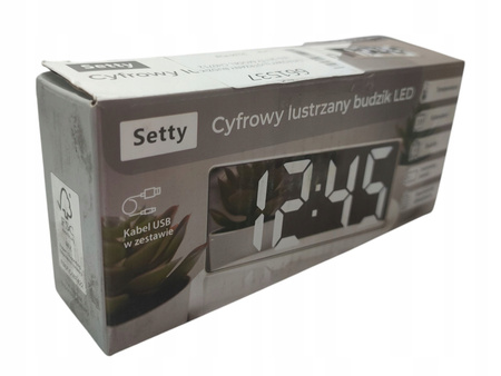 Cyfrowy lustrzany budzik LED Setty