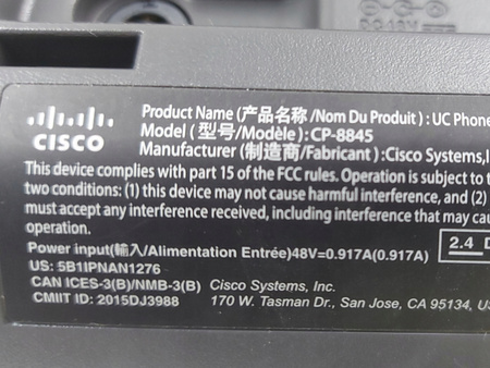 Telefon stacjonarny Cisco VoIP CP-8845 720p