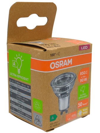 Żarówka LED GU10 4,7W = 90W 850lm 2700K Ciepła Biała OSRAM