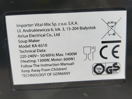 Robot kuchenny mikser planetarny Vital Mix KA-6510 1400 W Czarny