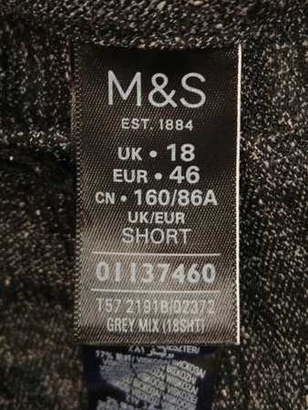 SPODNIE MĘSKIE M&S ROZMIAR 46 SZARE