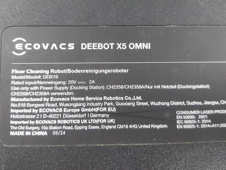 Robot sprzątający Ecovacs Deebot X5 Omni DDX19 mopowanie