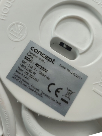 Czajnik elektryczny CONCEPT RK3300 Biały 2200 W 1,5 L