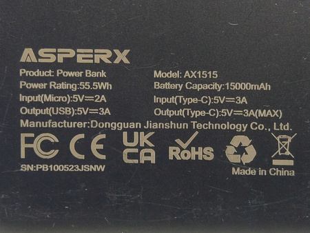 Powerbank AsperX AX1515 15000mAh