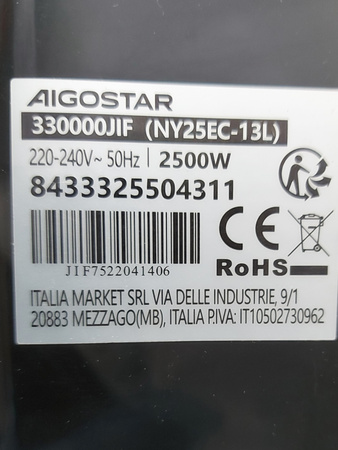 Grzejnik elektryczny olejowy Aigostar Tummie 33JIF 2500W Czarny (330000JIF)