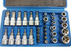 ZESTAW KLUCZY NASADOWYCH 34 EL TORX NASADKI IMBUS ZEWNĘTRZNE E4-E20 T10-T60