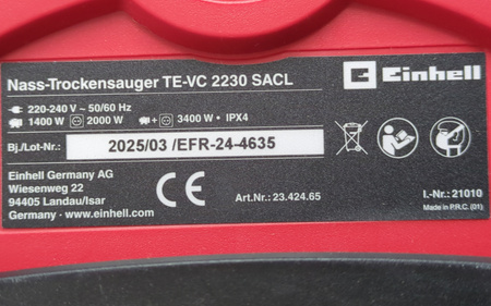 Odkurzacz przemysłowy do pracy na mokro/sucho Einhell TE-VC 2230 SACL 1400W