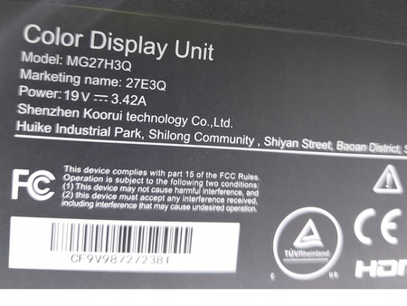 Monitor Koorui MG27H3Q 27" 2560x1440px 165HZ VA 2xHDMI 1x DP
