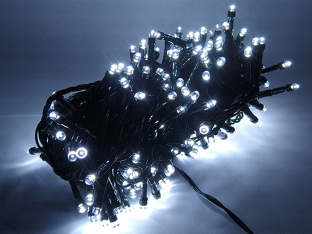 LAMPKI CHOINKOWE 200 LAMPEK LED 13 M KOLOR ZIMNO BIAŁY 8 EFEKTÓW ŚWIETLNYCH