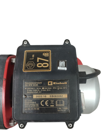 HYDROFOR EINHELL GC-WW6538 POMPA OGRODOWA 650W 3800l/h 3,6 bar 20l