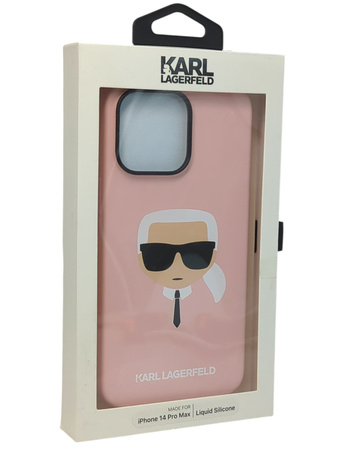 Etui Karl Lagerfeld Silicone Karl's Head różowe do iPhone 14 Pro Max