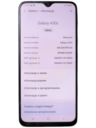 Smartfon Samsung Galaxy A30s SM-A307FN/DS Niebieski 4 GB / 64 GB
