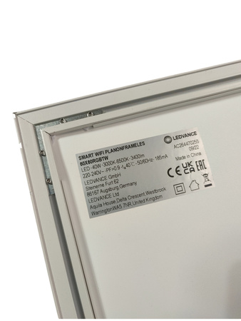 Panel LED LEDVANCE SMART+ Planon Frameless 40W 3400lm RGB+CCT 60x60cm
