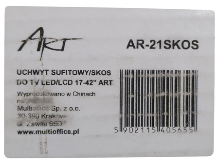 UCHWYT SUFITOWY SKOŚNY NA TELEWIZOR LED ART AR-21SKOS 17 - 42"