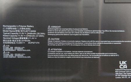 Bateria BTY-M494 do laptopa MSI